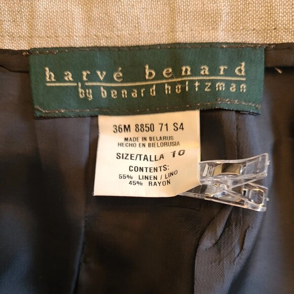Harve Benard Beige Fringe Linen Blend Lined Straight Pencil Skirt Womens 10 - Picture 8 of 11